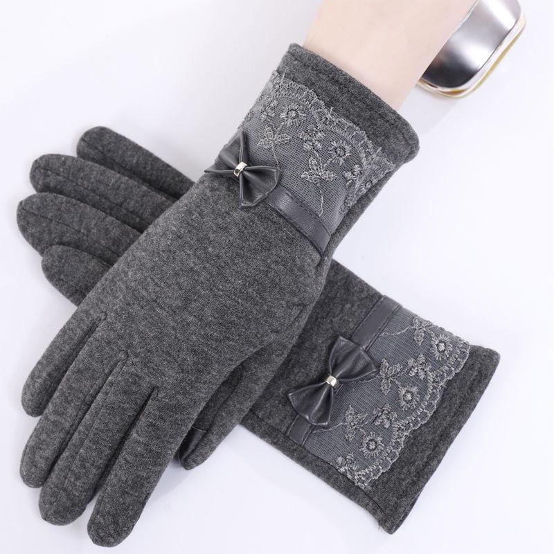 Trend fashion gloves Plush Cotton gloves Windproof gloves Winter Warm gloves Leather gloves Woman