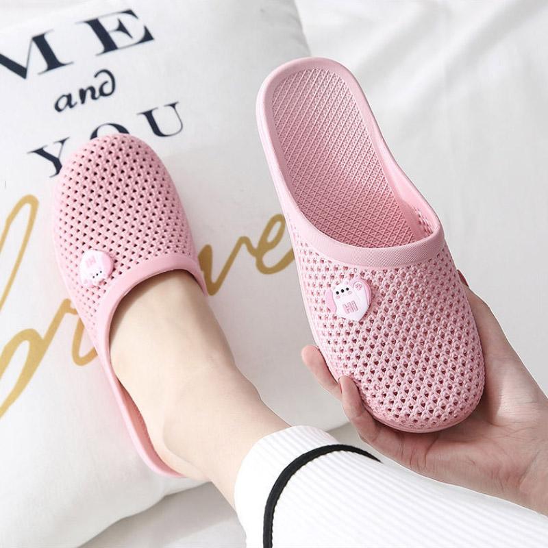 Hole Sandals Slippers Women's Summer Home Non-slip Baotou Outer Wear Bathroom Home Plastic Half-drag Summer Flat Sandals