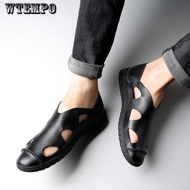 Sandals Summer Men's Quality Shoes Leather Men Sandals Comfortable Slip on Slippers