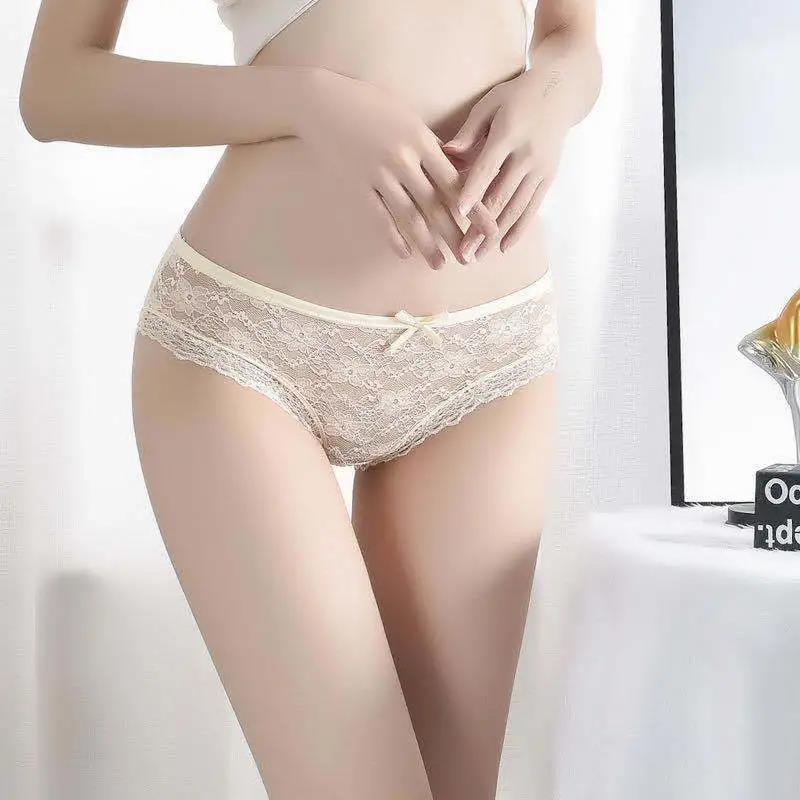 Sexy Lace Ladies Underwear Women's Transparent Plus Size Cute Bow Underwear Women's Comfort Briefs