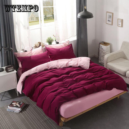 Washed Cotton Bed Sheets  Solid Color Bedding Set 4pcs Twin/full/queen Size Bedspread