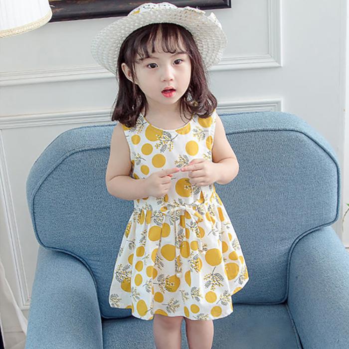 2PCS/Set Girls Dress +Hat Cotton Comfortable Children's Dress Summer Dress Floral Girls' Sleeveless Dress For Children