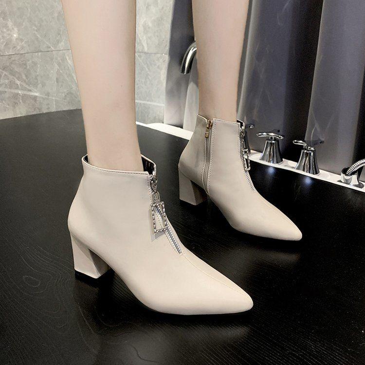 Autumn Winter Boots Fashion Sexy Thick Heel Martin Boots Ankle Boots High-heeled Pointed Shoes