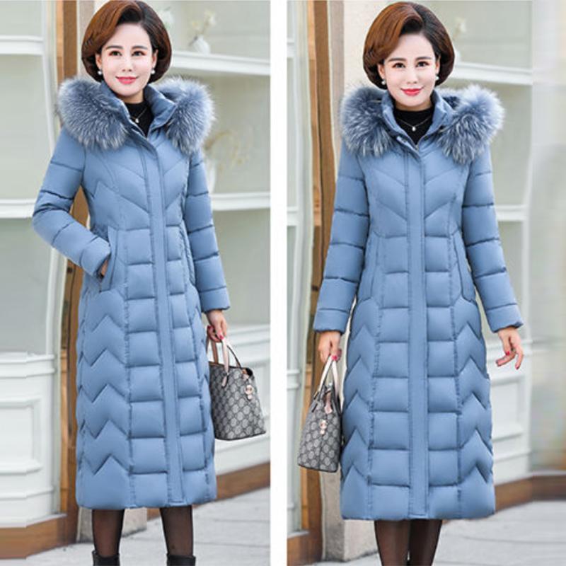 Women's Mid-length Down Jacket Winter Korean Loose Cotton Clothes Casual Hooded Padded Jacket Quilted Jacket