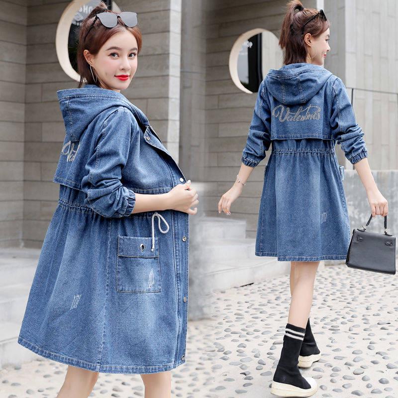 Autumn Winter Women Hooded Denim Jacket Harajuku Wind Jean Jacket Loose Long Sleeve Female Coats