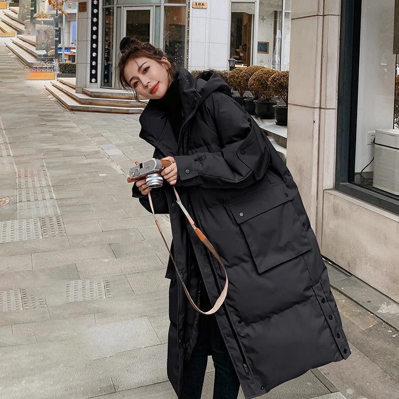 Winter Bakery Clothes Hooded Stand-up Collar Women's Mid-length Loose Winter Down Coat Padded Coat Winter Warmth Padded Coat