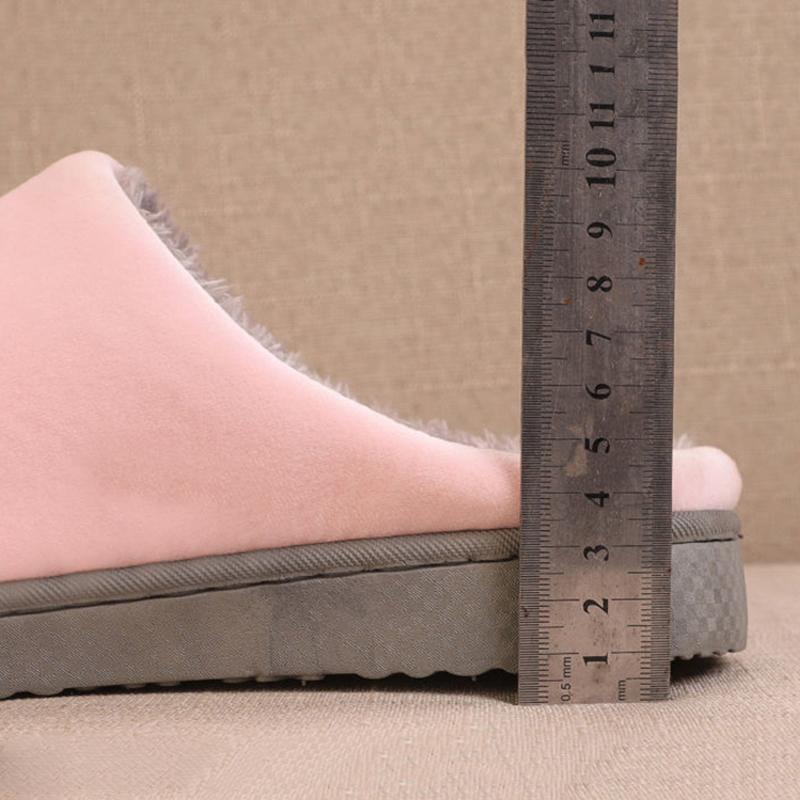 Women Slippers Pink Cute Cat Thick Fleece Warm Home Indoor Couples Plus Size Cotton Shoes Men Blue Slippers Non Slip