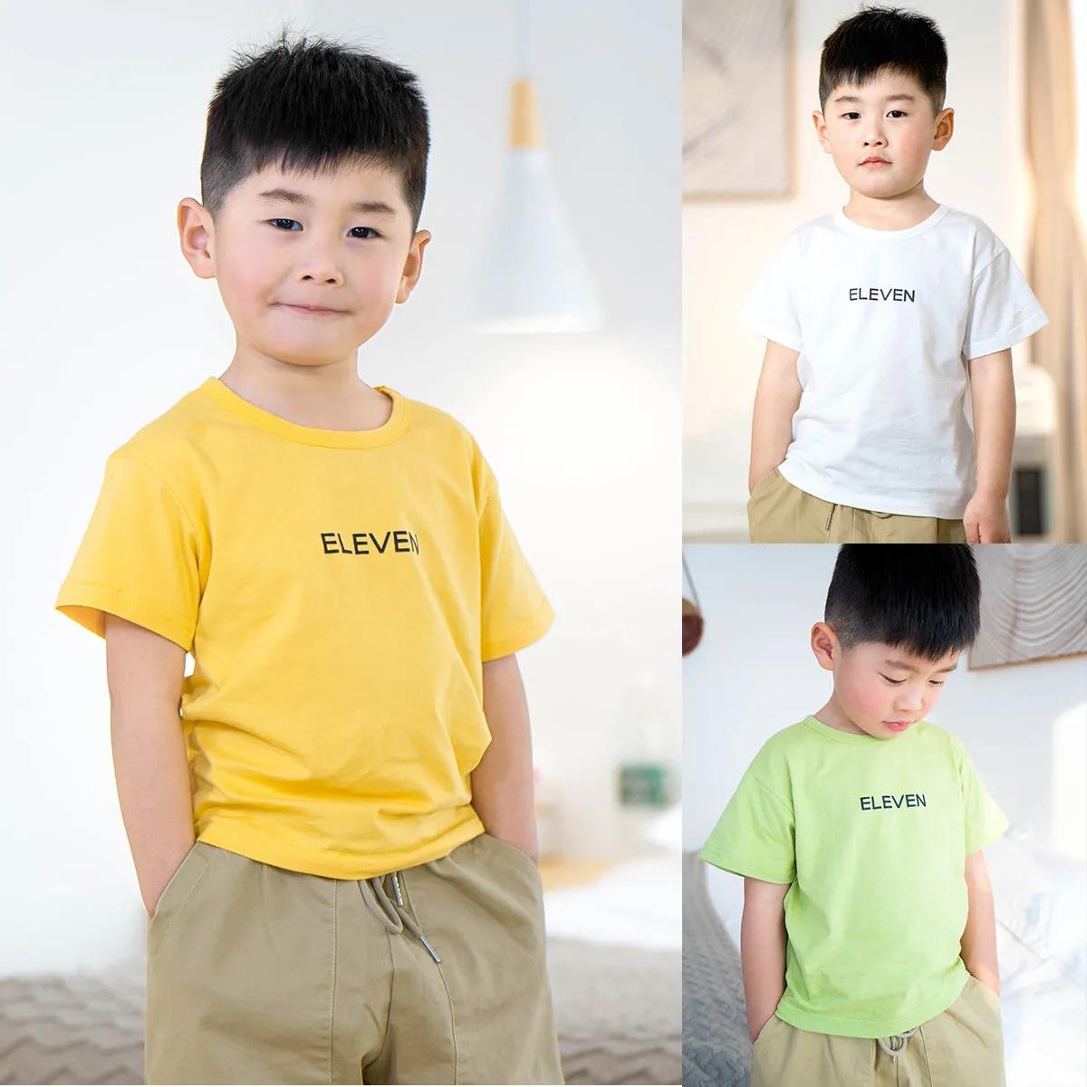 Children's Summer T-shirt Pure Cotton Thin Baby Cotton Short-sleeved Boys and Girls Candy Color Solid Color Children's Foreign Style Blouse