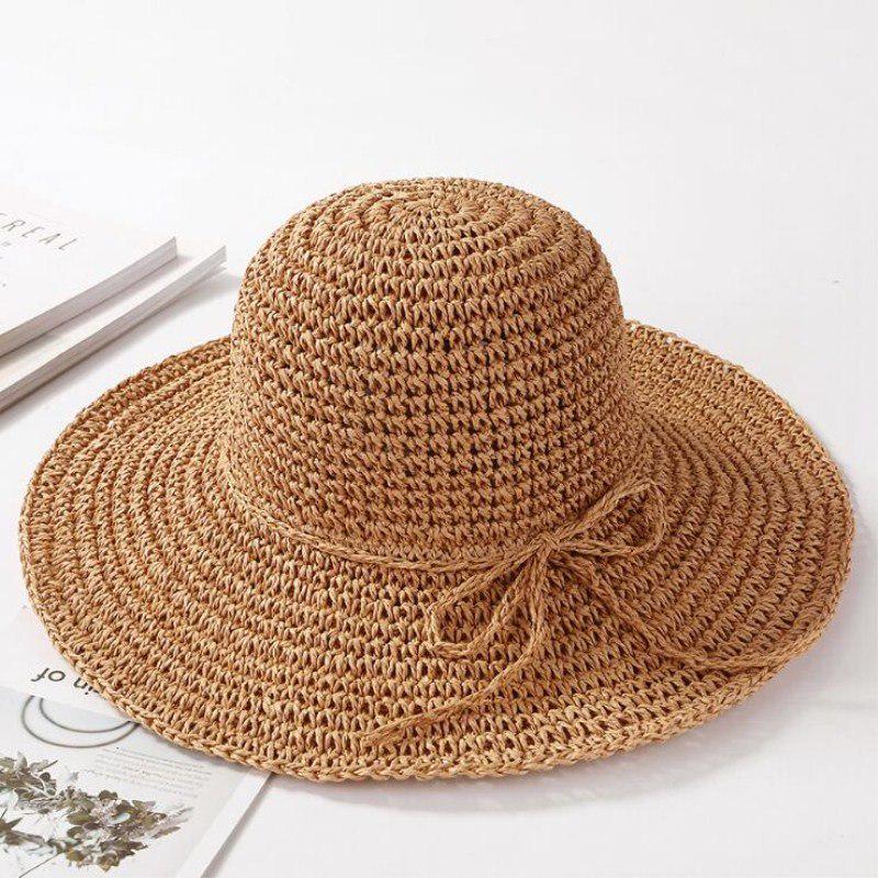 Wide Brim Floppy Raffia Fold Sun Hat Summer Hats for Women Out Door Sun Protection Straw Hat Women