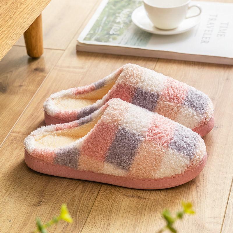 Autumn and Winter Pure Cotton Slippers Indoor Non-slip Soft-soled Shoes Warm Simple Plush Cotton Shoes