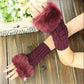 Women's Winter Plush Gloves Woolen Knitted Thickened Arm Sleeves Fake Sleeves Fingerless Mittens Half-finger Lengthened Hand Wrist Warmer Gloves