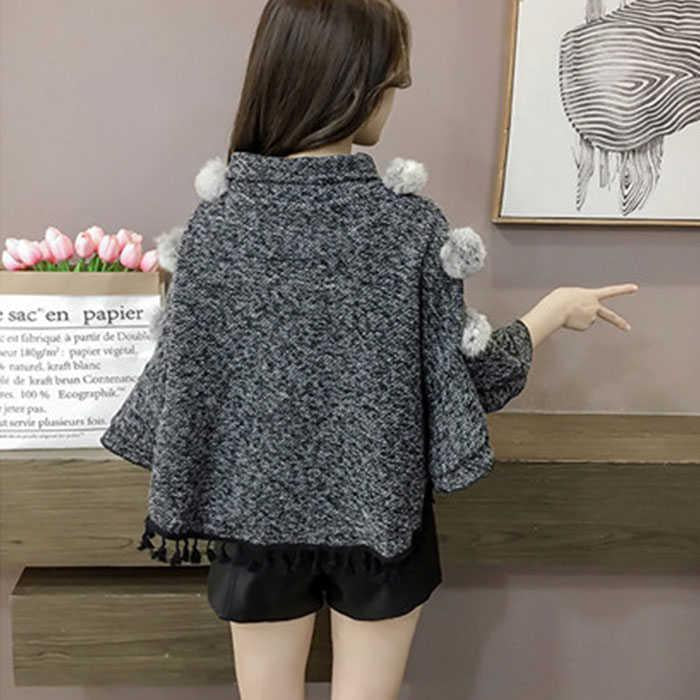 Spring and Autumn Plaid Cloak Top Hooded Pullover Sweater Shawl Coat Student Trend