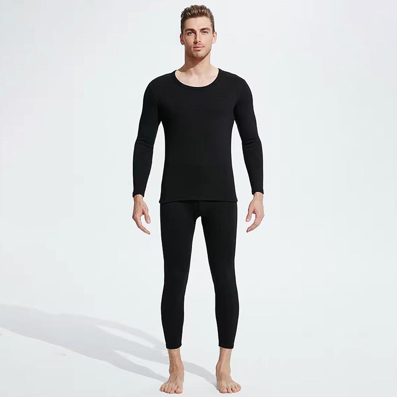 Men Winter Autumn Plus Velvet Thicken Thermal Underwear Tight Suit High Elasticity Comfortable Versatile Soft Lining O-neck Male Long Sleeve Clothes