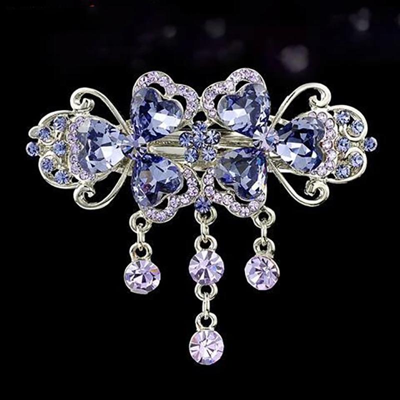 Rhinestone Hair Clip Tassel Medium Spring Clip Ladies Hair Accessories Hair Clip Jewelry Horizontal Clip Mother Hairpin