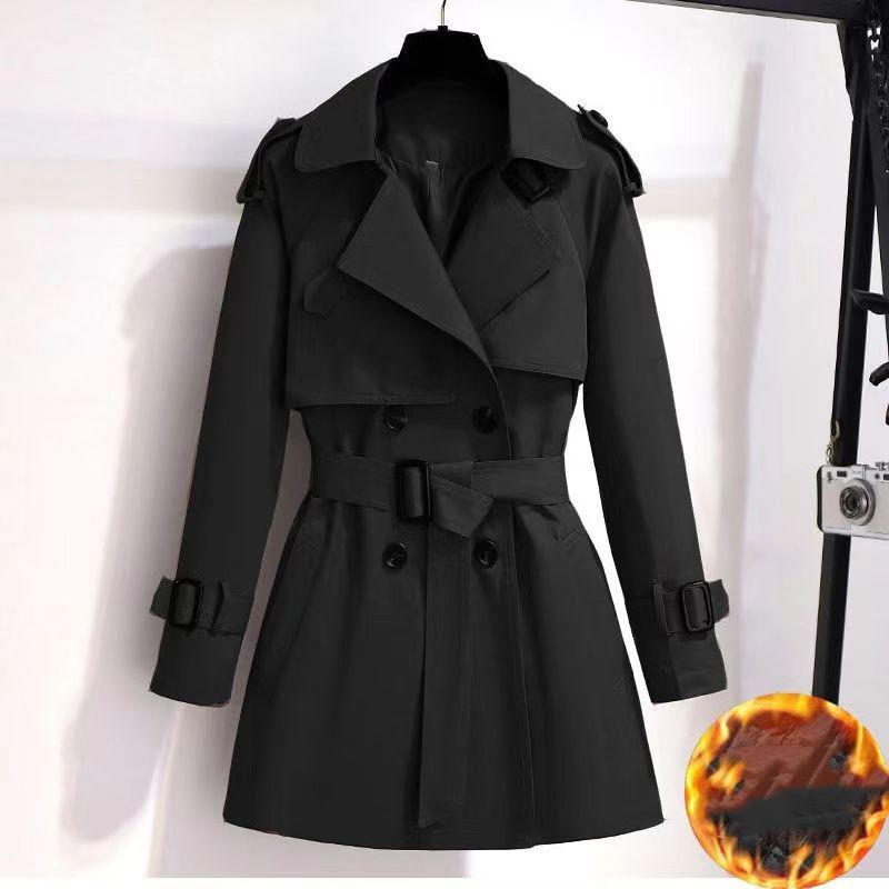 Women's Short Trench Coat Medium and Long Tooling British Style Thin Spring and Autumn Coat Women