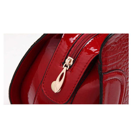 Woman bag European and American style handbag Trendy wild Patent leather bag Genuine Leather