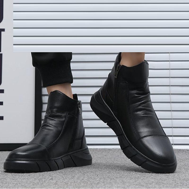 Martin Boots Spring and Autumn Leather Breathable High-top Casual Leather Shoes Men's Business British Style Leather Boots