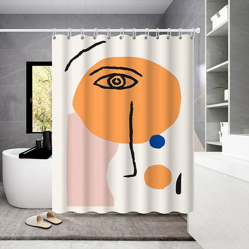 Bathroom Shower Curtain 180*180cm Waterproof Cloth Bathroom Shower Curtain Hanging Curtain Thickening Mold-proof Partition Curtain Free Perforation