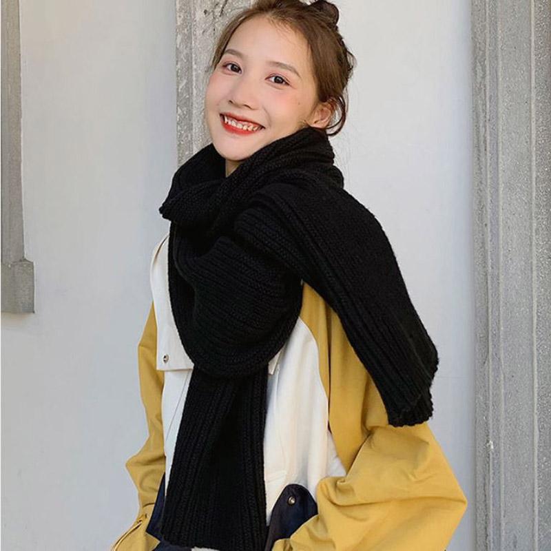 Scarf Female Winter Korean Fashion Solid Color Woven Scarf Thick Warm Wool Couple Scarf Shawl