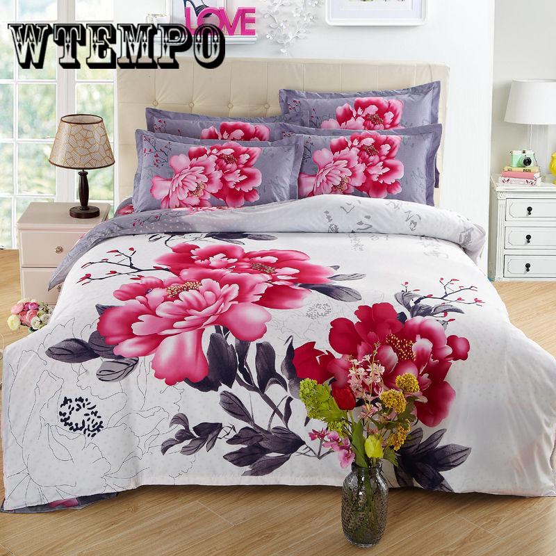 Brand Fashion 3D Flower Printing Duvet Cover Set with Pillowcase Bedding Set Quilt Cover Set