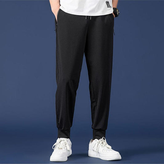 Two Sets of Spring and Summer Air-conditioned Pants Men's Ice Silk Casual Pants Thin Mesh Quick-drying Pants Men's Sports Plus Size Trousers