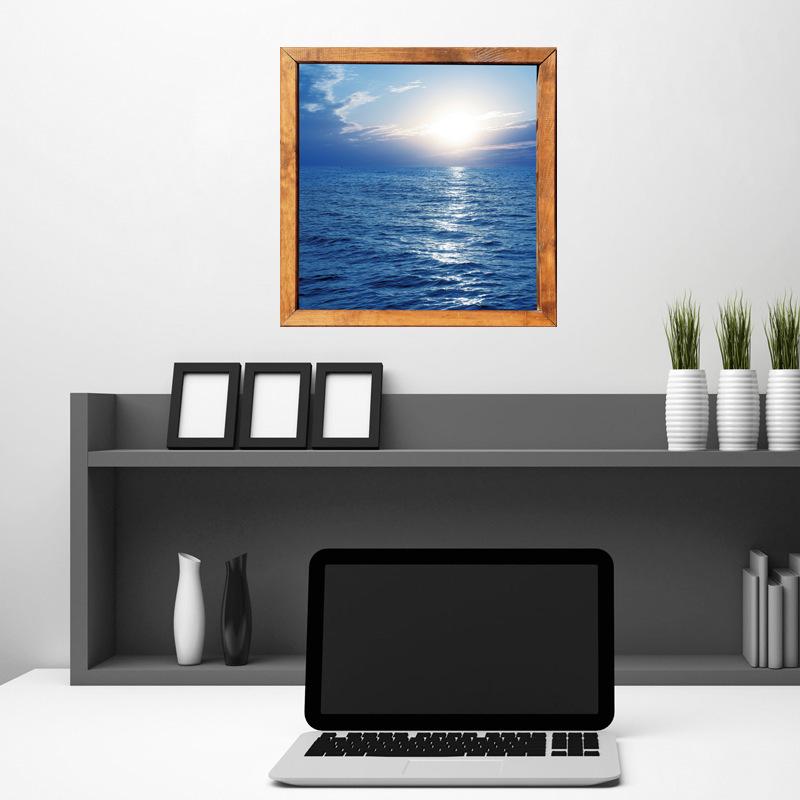 Landscape Blue sea sunrise wall stickers Mediterranean background decoration self-adhesive PVC