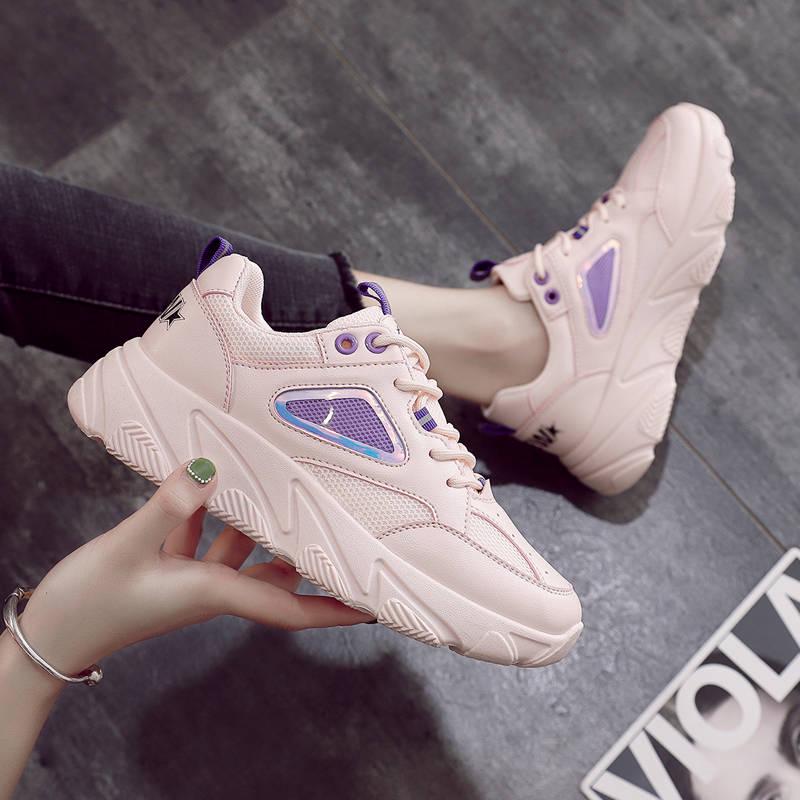 Sneakers Platform Ladies Chunky Casual Shoes Woman Leather Sprots Shoes Wedges Dad Shoes