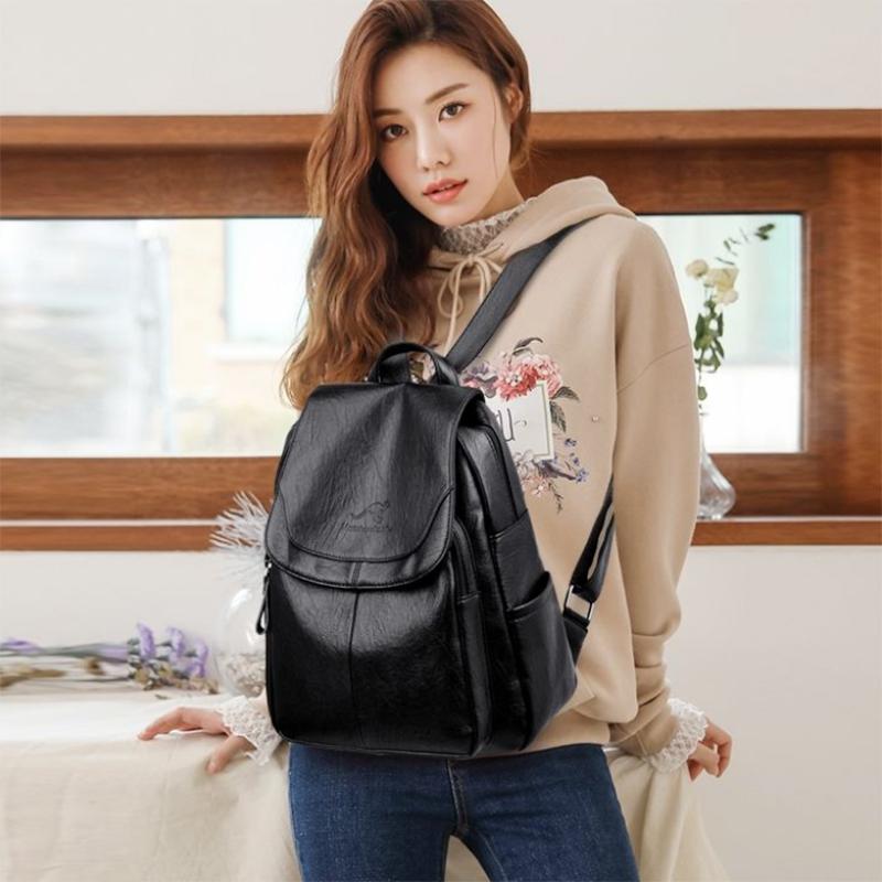 Ladies Backpacks Soft Leather Fashion Backpacks Female Travel Bags Backpacks Large-capacity School Bags