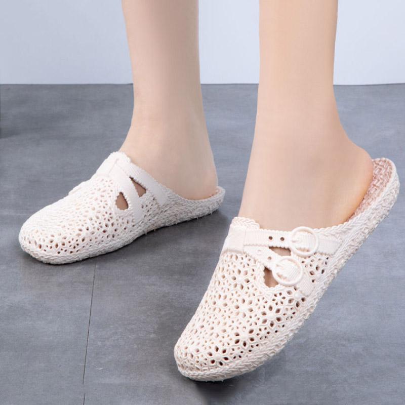 Summer Hole Shoes Beach Bathroom Indoor Garden Sandals Slippers Women Wear Non-slip Baotou Breathable Home