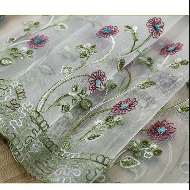 European-style Embroidered Curtains Blinds Lifting Curtains Children Fan-shaped Drawn Gauze Curtains Bedroom Bay Window Decorative Curtains