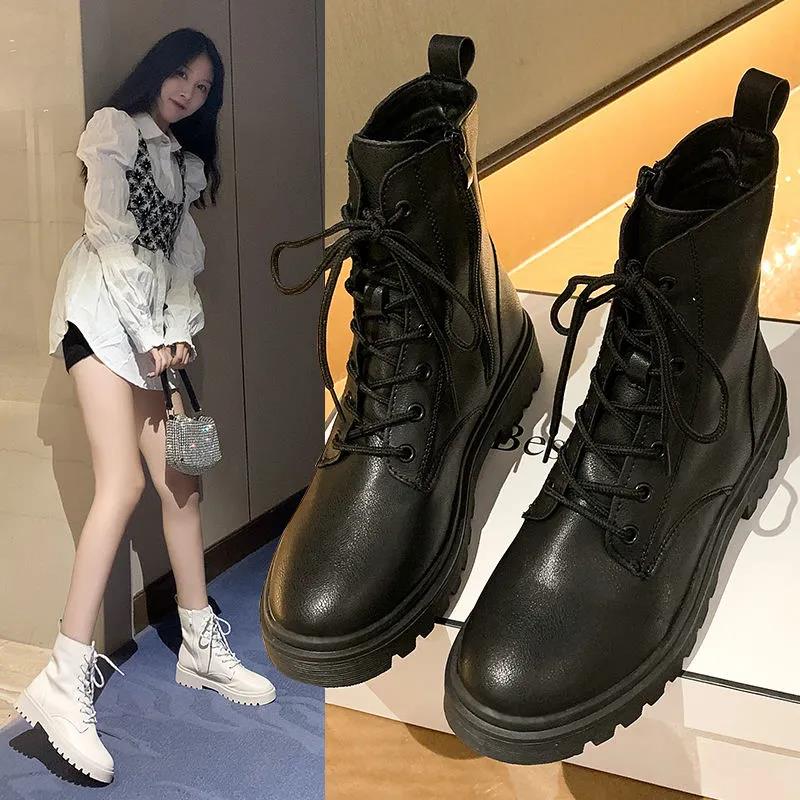 Martin Boots Female British Style Autumn and Winter Side Zipper Short Boots Soft Leather Comfortable All-match Single Boots