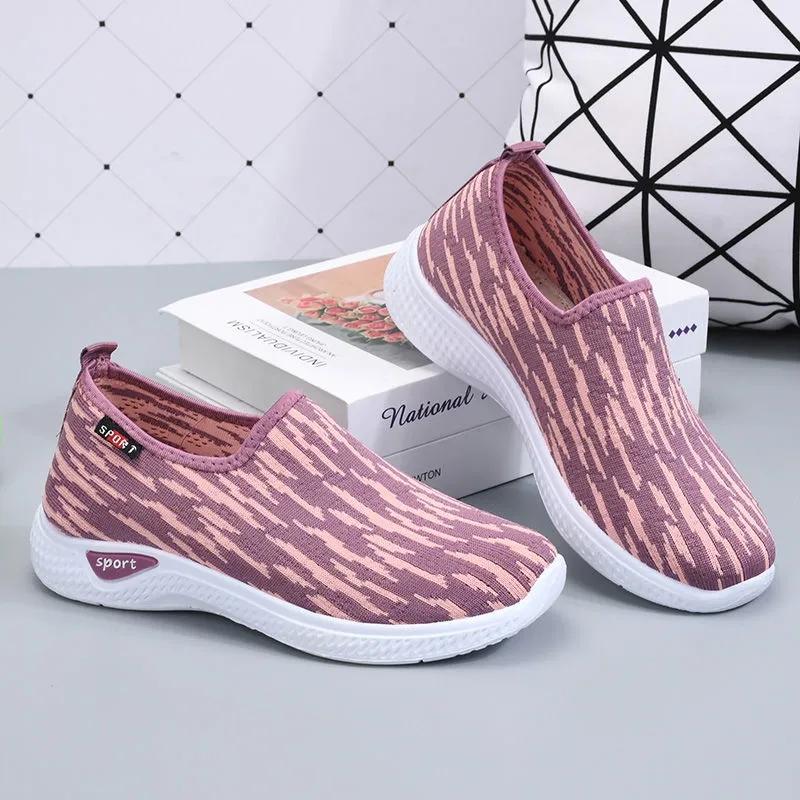 Spring and Autumn Slip on Flat Walking Shoes Women's Shallow Mouth Casual Sneakers Breathable Non-slip Soft Bottom Sports Shoes Driving Shoes