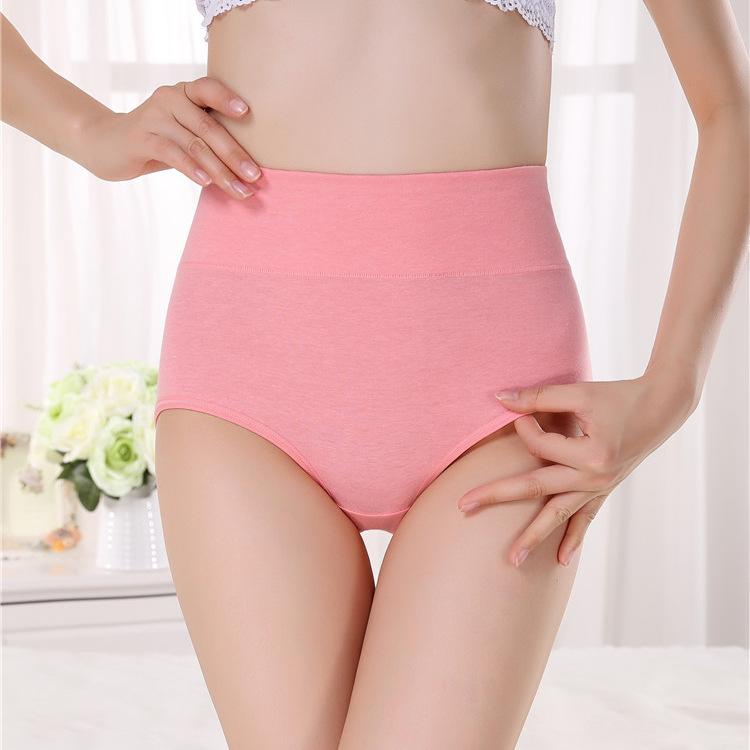 4Pcs/Set Women's High Waidt Solid Color Seamless Cotton Panties Highly Elastic Large Size Causal Soft Briefs