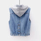 Cowboy Vest Women Short Jacket Women Spring and Autumn Korean Version of The Wild Hooded Jacket Big Pocket Vest Vest Women