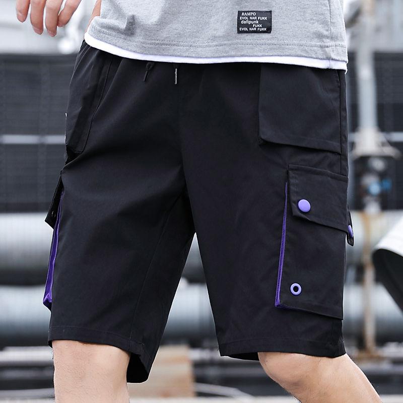 Men's Shorts Overalls Summer Sports and Leisure Fashion Five-point Pants Big Pants 5 Points Loose and Quick-drying Multi-pocket