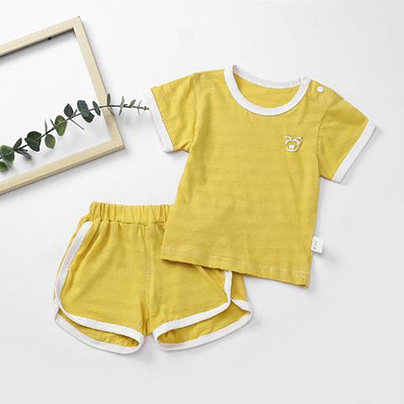 Baby Short-sleeved Suit 0-3 Years Old Baby Summer Ultra-thin Two-piece Cotton Men's and Women's Children's Shoulder Buckle Summer Shorts