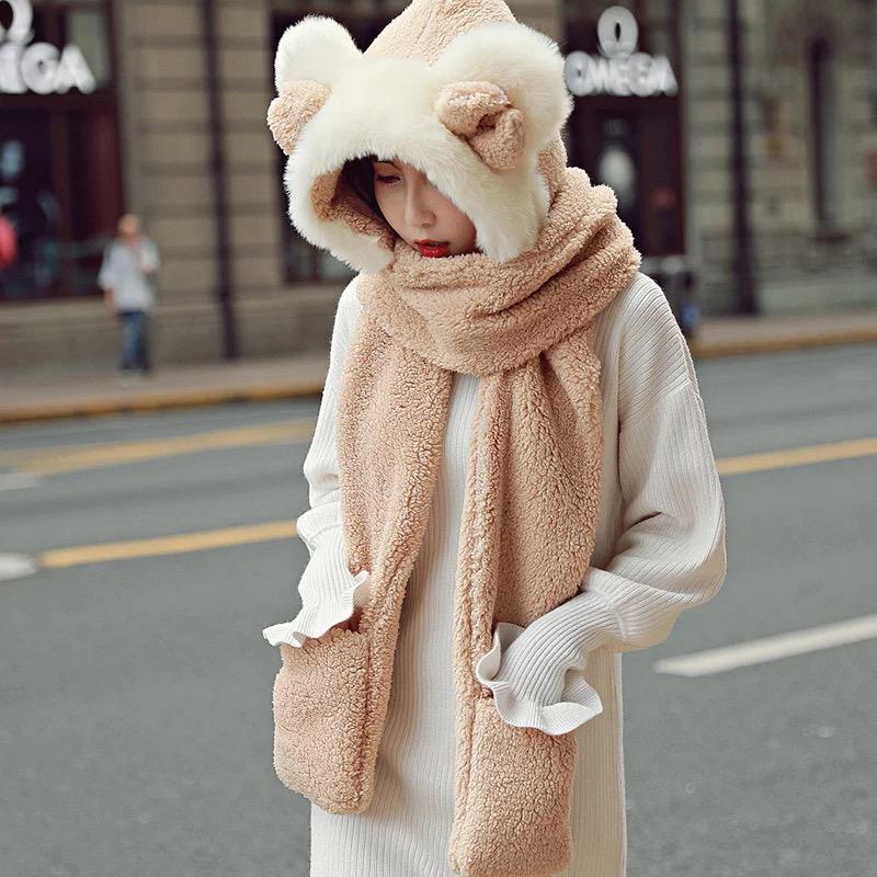 Parent-child Scarf & Hat & Gloves Women Girl Winter Warmer Fashion Cozy Soft