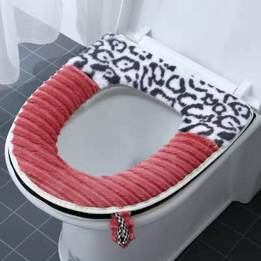 Toilet Four Seasons Universal Pad Washable Leopard Pattern Toilet Pad To Do Some Household Toilet Cover Gasket Zipper Type