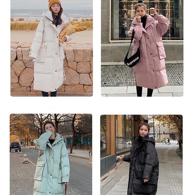 Winter Bakery Clothes Hooded Stand-up Collar Women's Mid-length Loose Winter Down Coat Padded Coat Winter Warmth Padded Coat