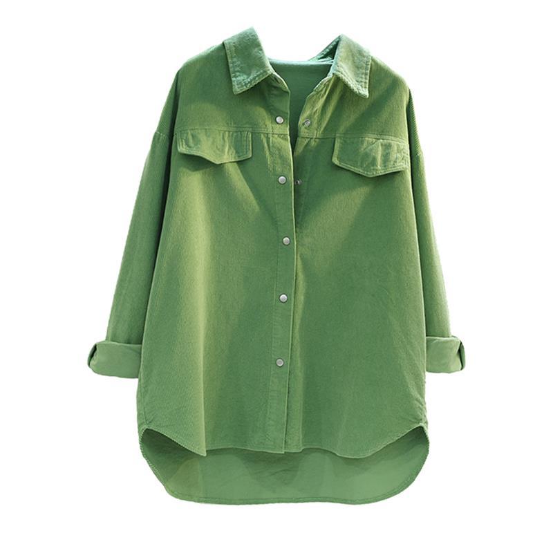 Mid-length Corduroy Shirt Women's Spring and Summer Thickened Double-pocket Shirt Coat Cardigan