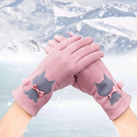 Gloves Women Winter Plus Velvet Thickening Handsome and Cute Cycling Trip Touch Screen Style Korean Ladies