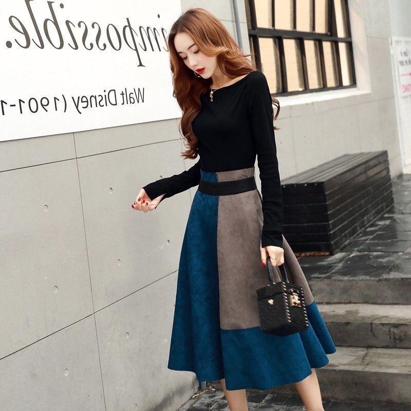 Spring Fashion Slim Slimming One-shoulder Long-sleeved Shirt Suede Skirt Fashionable Two-piece Suit