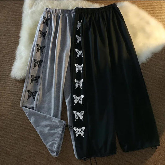 Gray Sports and Leisure Wide-leg Pants Women's Summer Loose Straight Original Color Butterfly Beam Pants Thin Harem Pants