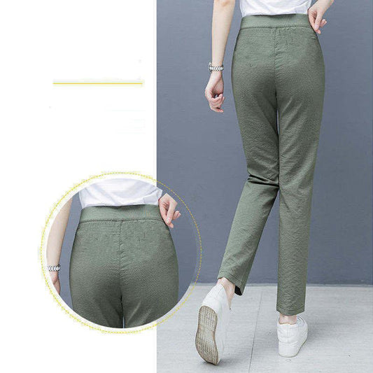 WTEMPO Solid Color Casual Pants Women Spring and Summer Thin High Waist Loose Harlan Straight-leg Pants Casual Trousers