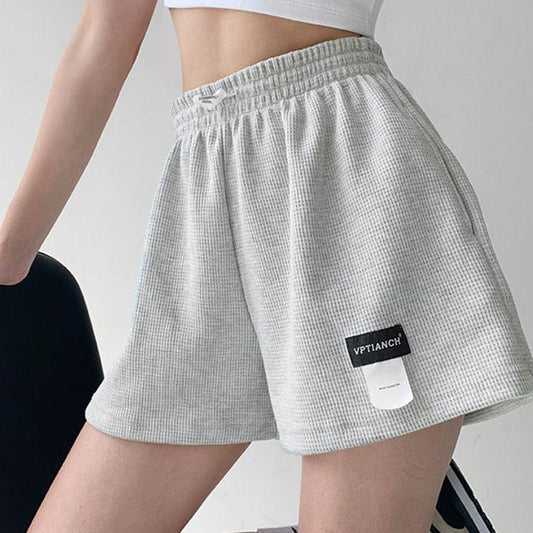 Street Letter Labeling Sports Shorts Women's High Waist Drawstring Thin Wide Leg Short Pants Loose Casual Three-point Pants Running Shorts for Girl