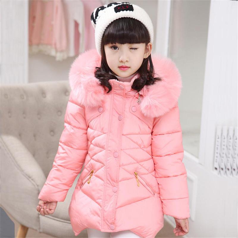 Girls' Winter Coat Mid-length Plus Velvet Thickening Autumn and Winter Little Girl Padded Jacket Children's Warm Down Jackets