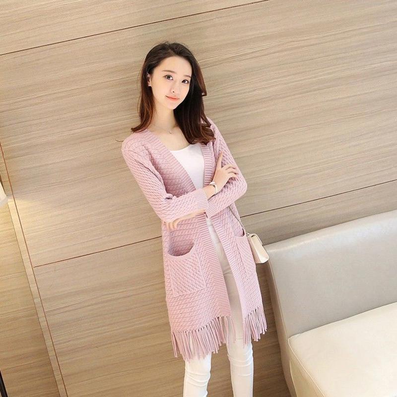 Autumn and Winter Casual Coat Mid-length Long-sleeved Cardigan Loose Knit Sweater