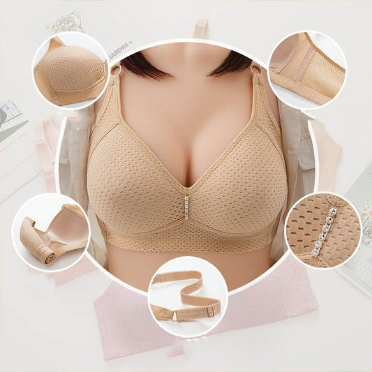 Non-magnetic Large Size Thin Section Soft Close-up Breasts No Steel Ring Gathered Anti-sagging Bra Women's Underwear