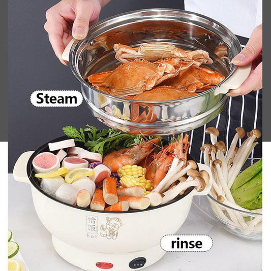 1000W Dual-speed Mini Electric Heat Pot Non-stick Multi-function Electric Skillet Small Frying Pan Wok