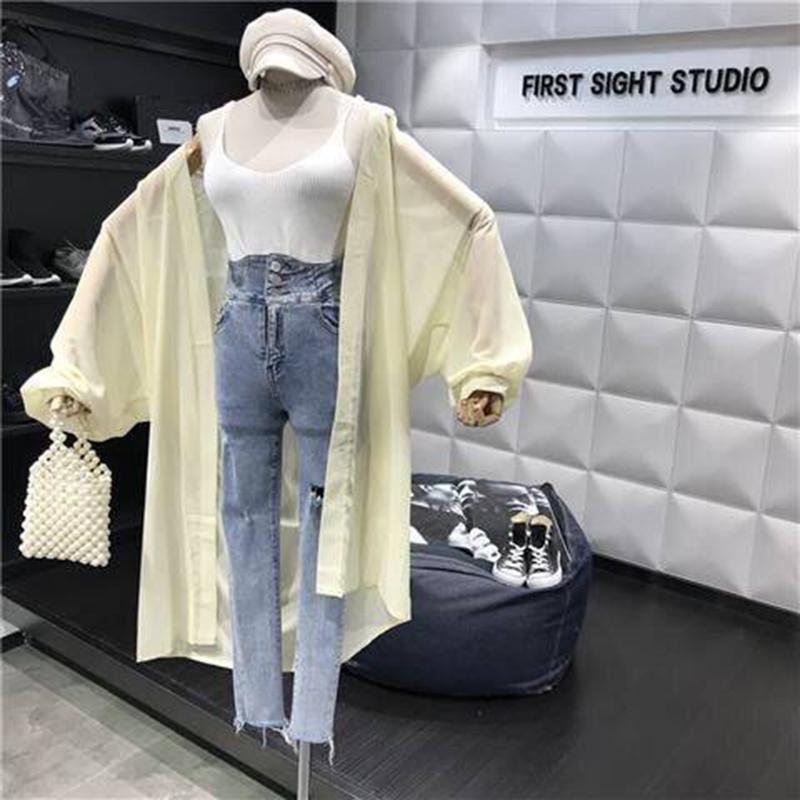 Ladies Long Loose Casual JacketLong Chiffon Cardigan Cardigan Sunscreen Clothing Mid-Long Thin Shawl Jacket Ladies Loose Jacket